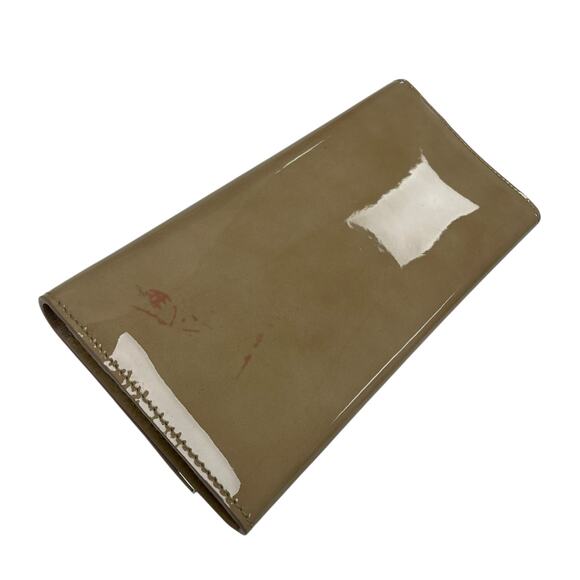 Jimmy Choo Patent Leather Milla Clutch Crossbody in Nude / Tan AS IS FLAWED - Picture 10 of 14